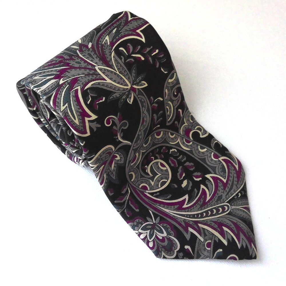 Vintage Kuppenheimer Men's Neck Tie 100% Imported Silk Paisley Floral Retro